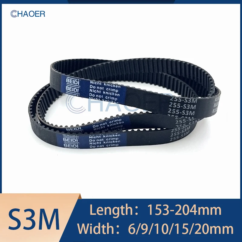 

S3M Timing Belt Length 153 159 162 165 168 171 174 177 180 183 186 189 192 195 198 201 204mm Width 6-20mm 1/8 RC Car Timing Belt