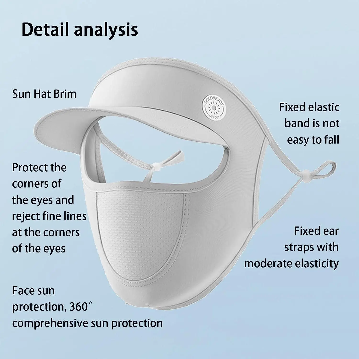 Máscara de protección solar de seda de hielo para hombre y mujer, mascarilla facial Anti-UV de secado rápido, transpirable, con orejas colgantes, sombrero para el Sol, para Golf y ciclismo