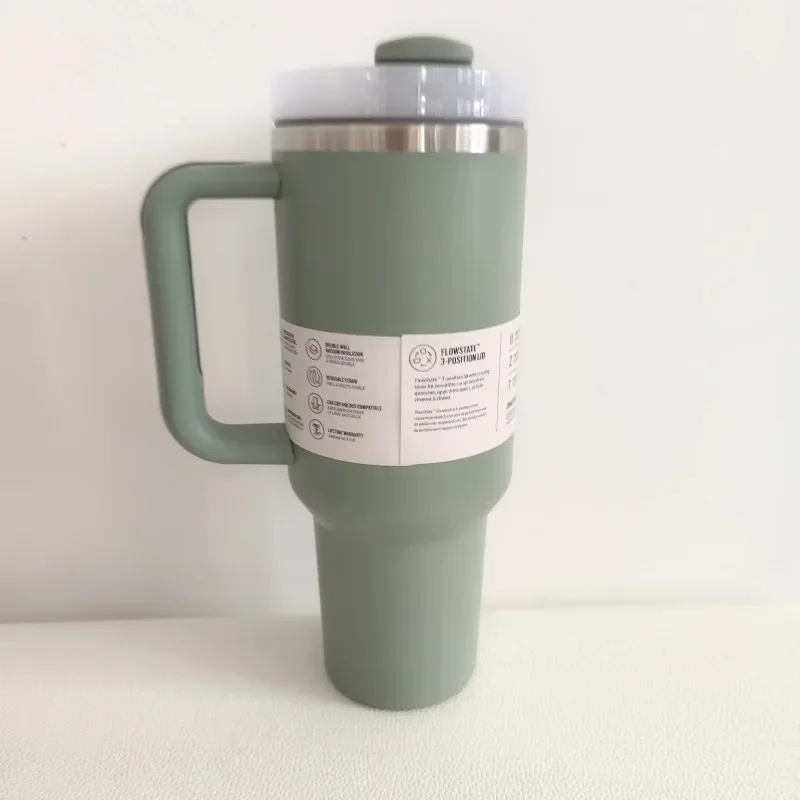 Gobelet isotherme sous vide en acier inoxydable avec paille, tasse à café thermique, tasse de voyage glacée, extérieur, 40oz