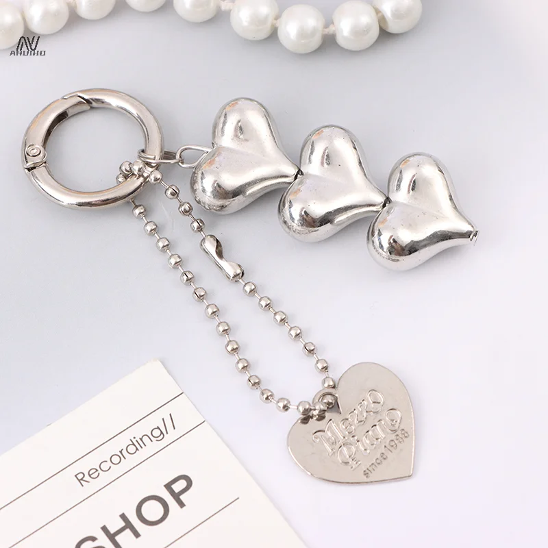 Fashionable Heart Beaded Key Chain Multifunctional Mobile Phone Lanyard Personalized Car Key Accessory Key Ring Bag Pendant