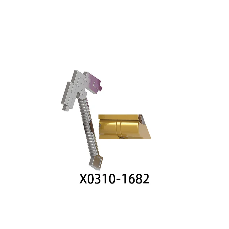 The Action Figures Axe Pick Trident Shield Weapons Pants Hair Parts Model Blocks MOC Bricks Set Gifts Toys For Children X0310