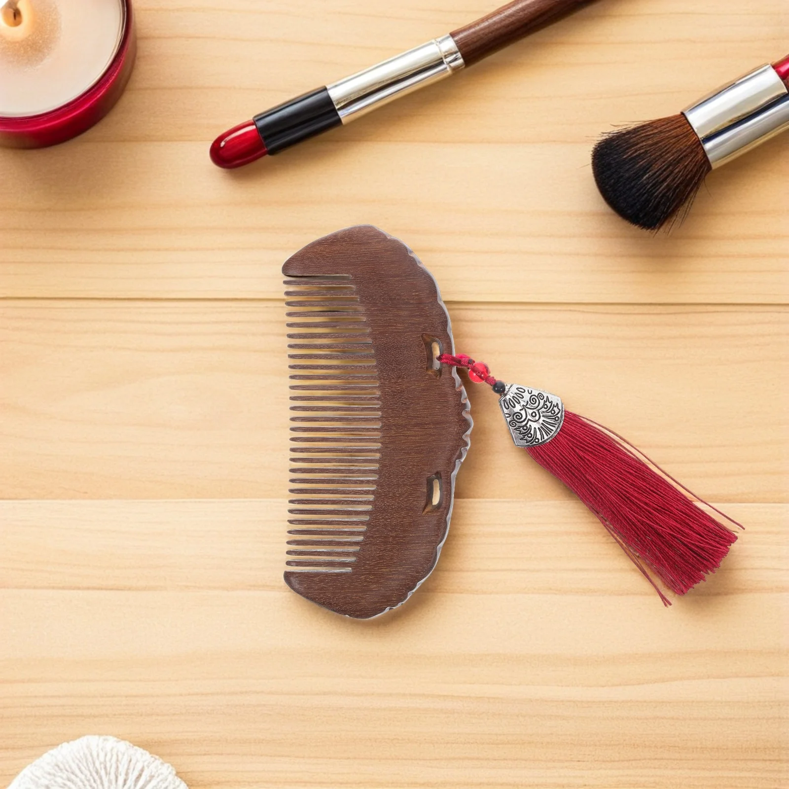 

Gold Sandalwood Comb Natural Green Wood Carved Lotus Vintage Massage Hair Brush For Curly Detangling Portable Travel Size Wide