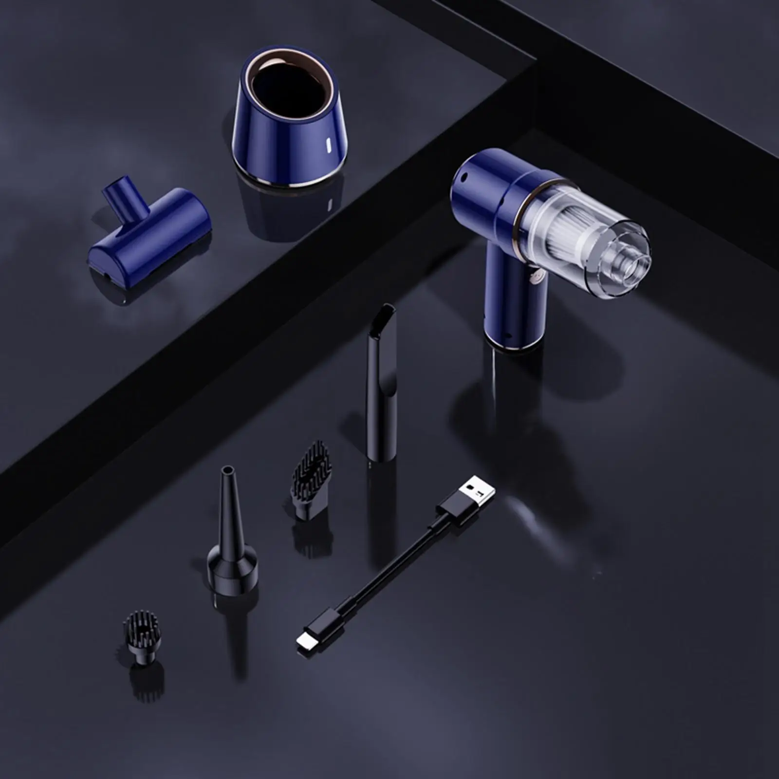 Aspirador de mano inalámbrico para coche, fuerte succión, detalles interiores, recargable por USB