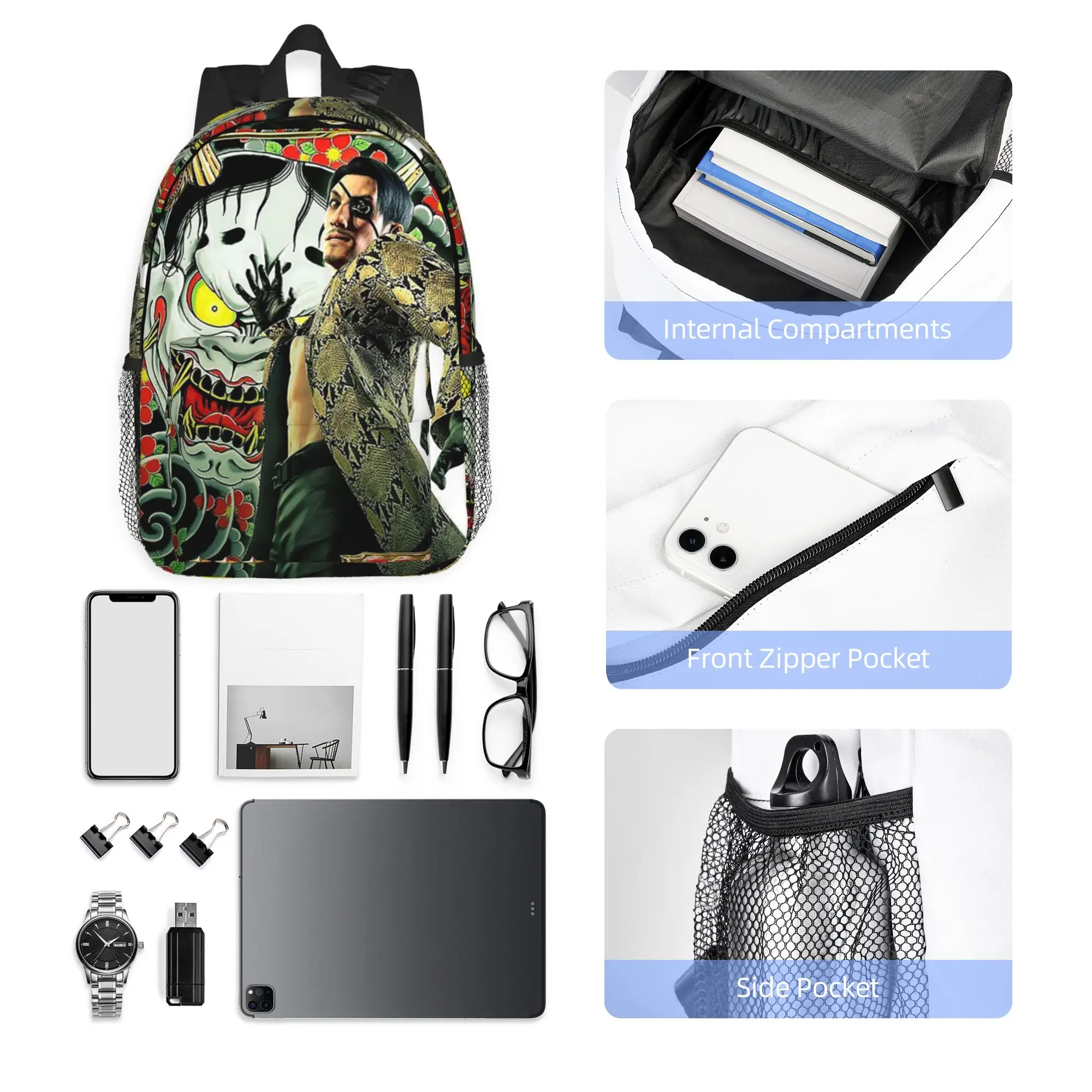 Yakuza Like a Dragon Goro Majima Backpack Hot Sale Daypack Large Capacity Boy Girl BookBag Shoulder Bag for Men Women School Bag