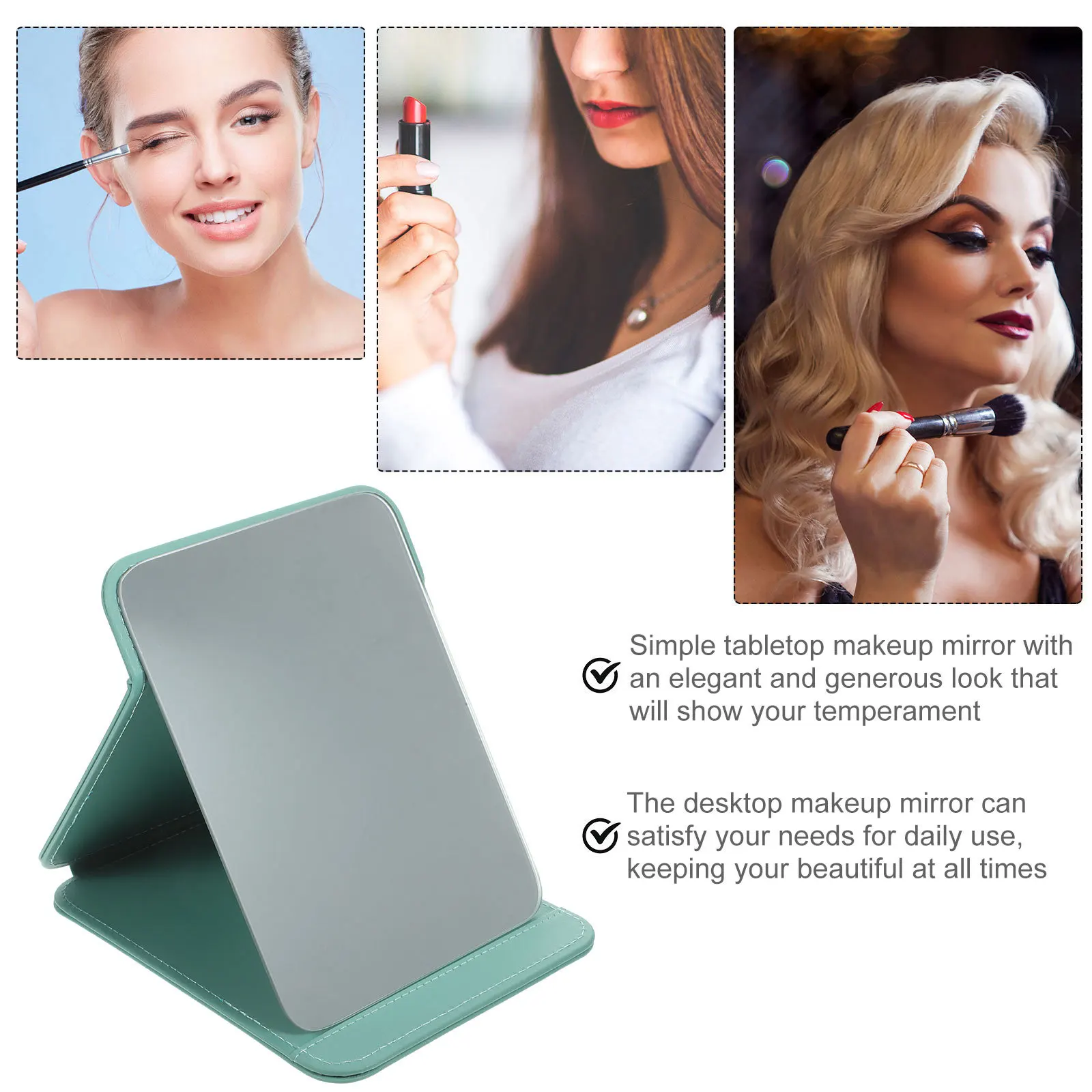 Lusterko stołowe o eleganckim wyglądzie dla kobiet, składane lusterko podróżne o wysokiej rozdzielczości do dekoracji toaletki, lusterka do makijażu.