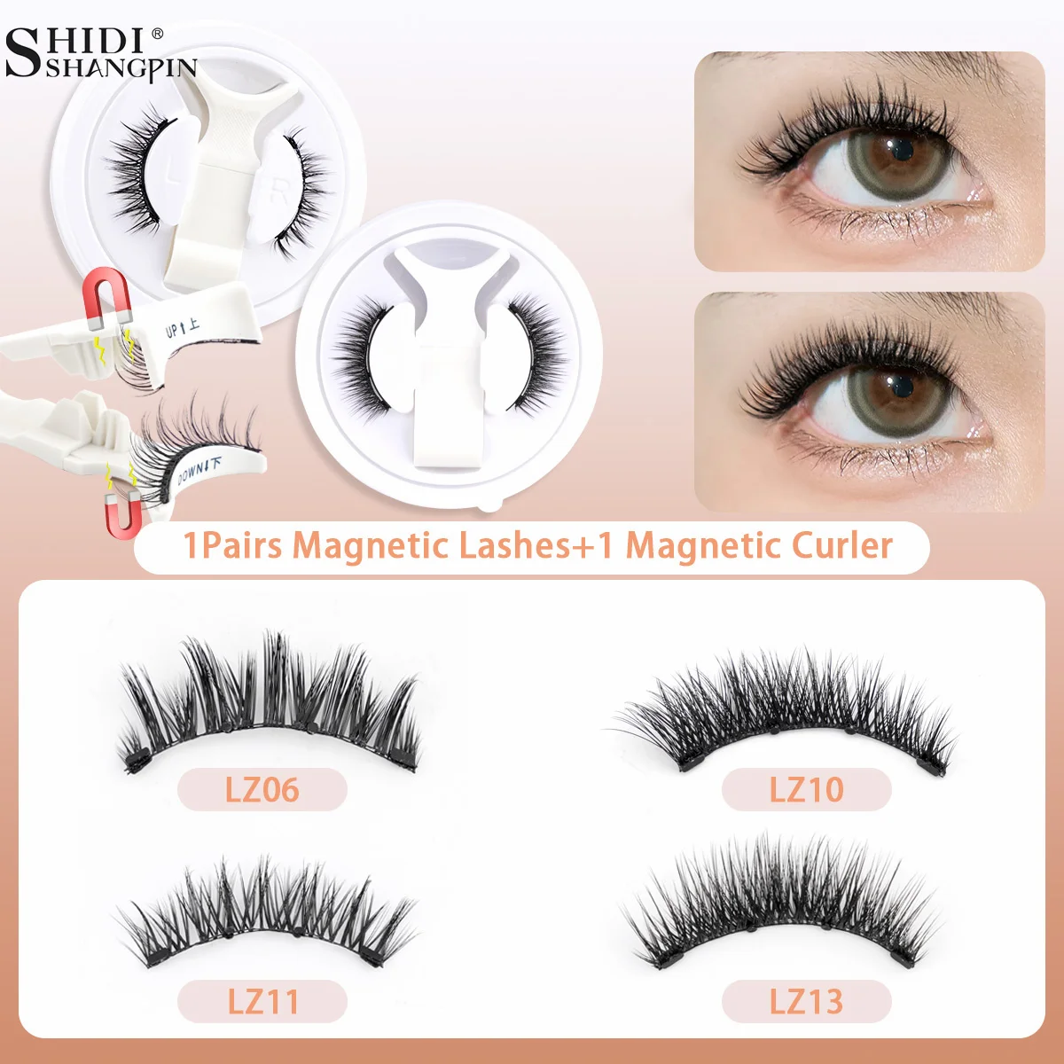 手作りの再利用可能なミンクつけまつげ,ふわふわ,接着剤なし,磁気ピンセット,メイクアップツール,1ペア