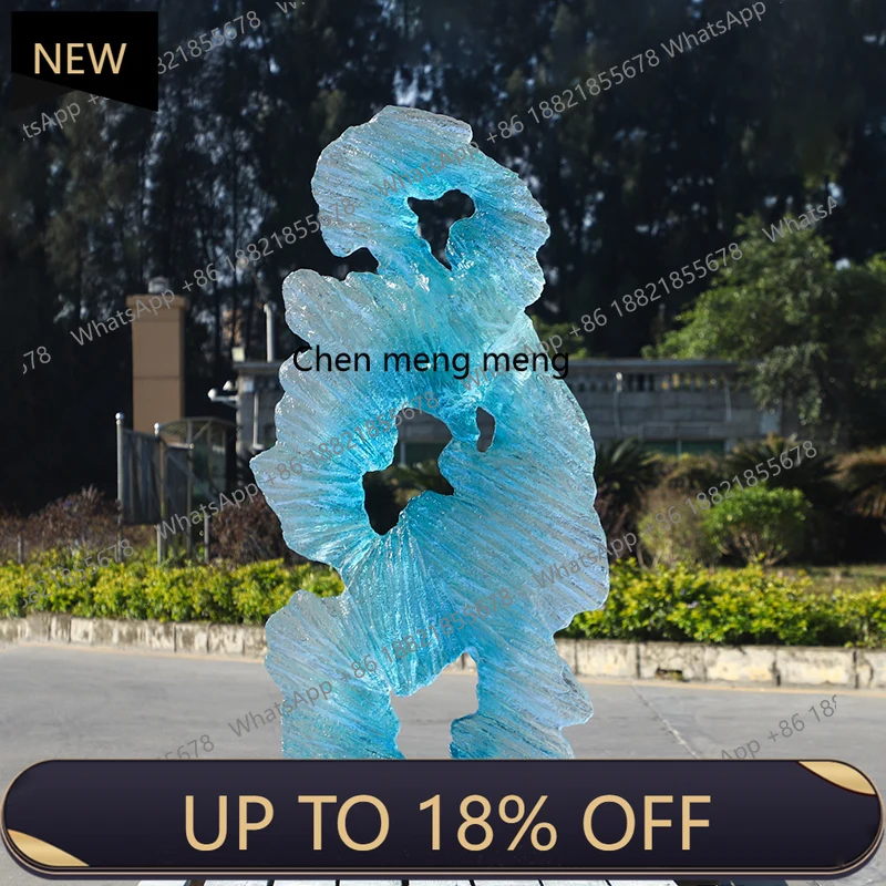 

M85 Hotel lobby large floor sculpture living room art transparent resin Taihu stone ornament