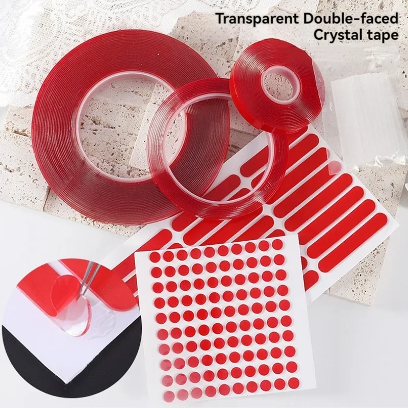 300cm Red Film Transparent Silicone Double Sided Tape Sticker For Car High Strength High Strength No Traces Adhesive Stickers