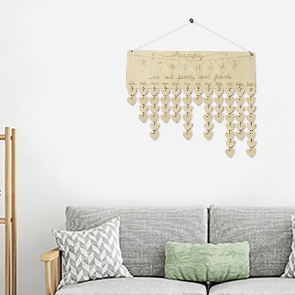 

Wooden Calendar Happy Birthday Board Plaque DIY Family Hanging Wall Decoration Birthday Reminder Anniversary Wall Calendar