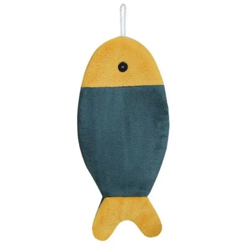1/3Pcs Fish Shaped Coral Fleece Hand Towel Striped Hanging Towel Soft Absorbent For Bathroom