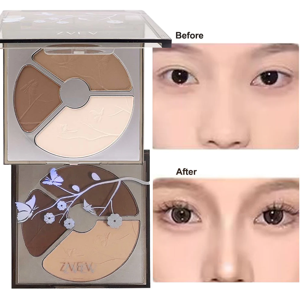 Tavolozza di contorno a 3 colori ombreggiatura del viso trucco in polvere per toelettatura 3D Contouring del naso bagliore illumina il contorno Shimmer Powder Cosmetic