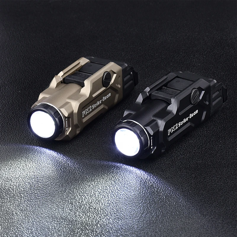 ไฟฉายยุทธวิธี WADSN PX2 Strike-Beam แบบโลหะ ไฟฉายส่องสว่างสำหรับติดตั้งบนราง Picatinny ขนาด 20 มม. อุปกรณ์เสริมสำหรับปืนของเล่น Airsoft ไฟแฟลชแบบพกพา