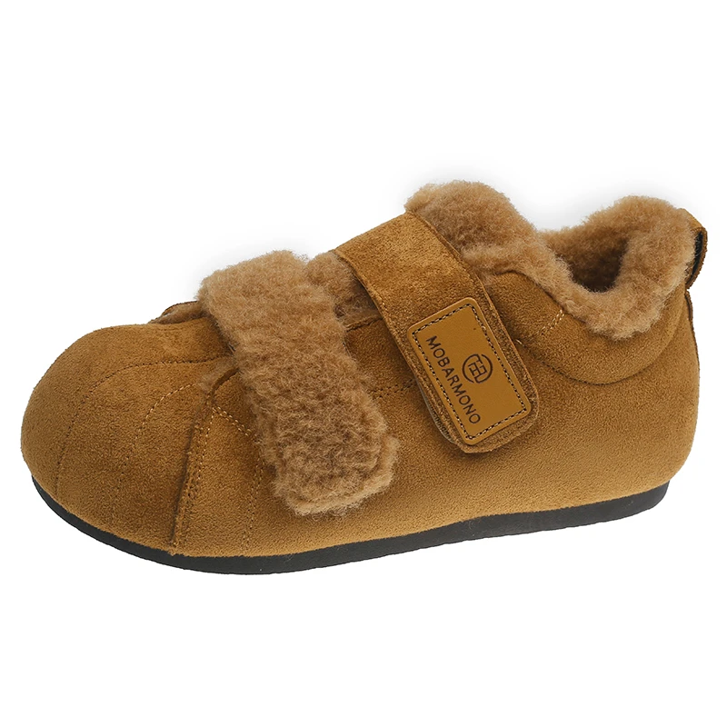 

Velvet Shoes Women's Snow Boots New Autumn and Winter Fur Shoes 1 Pedal Flat Plush Warm Cotton Shoes