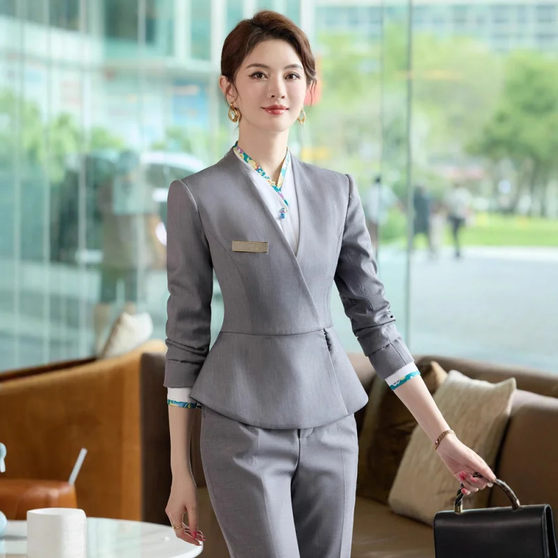 

Suit Set New Gray Hotel Manager Workwear High-end Professional Attire Formal Wear Customer Service Fashion Workwear