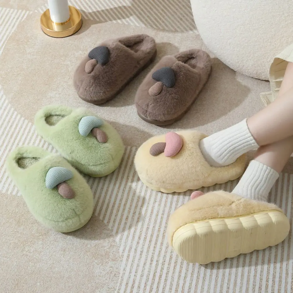 

Повседневные тапочки с героями мультфильмов, женские толстые теплые тапочки с грибным носком, Нескользящие зимние тапочки на толстой подошве для спальни