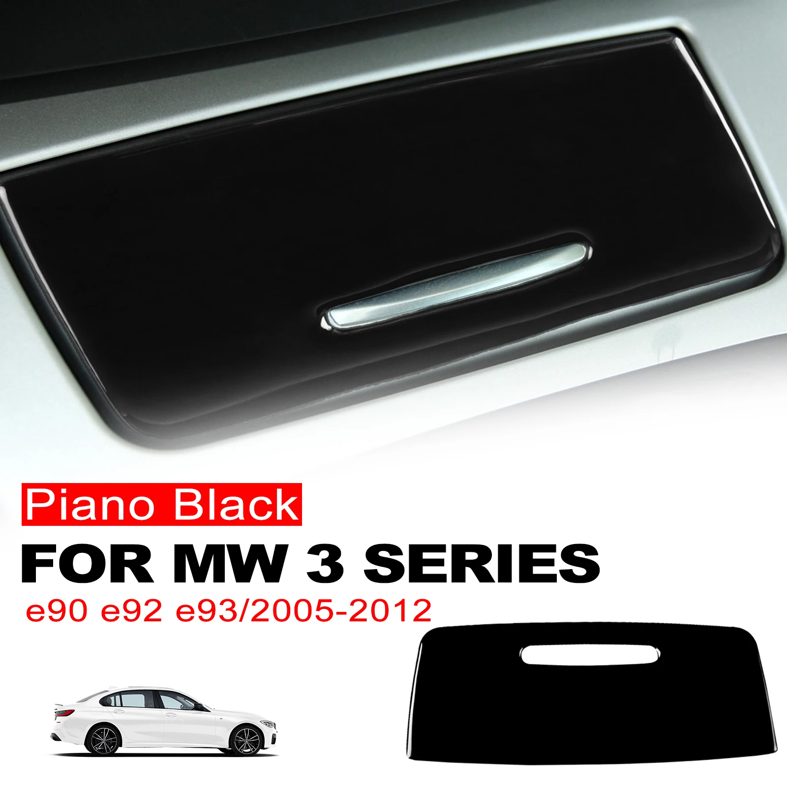 For BMW 3 Series 2005-2012 E90 E92 E93 Piano Black Central Ashtray Plastic Cover Car Interior Accessoriers Decoration Sticker