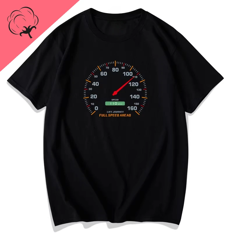 Creative Personality Design Car Speedometer Old Driver  Cotton Short-sleeved Summer T-shirt Breathable and Comfortable Camiseta