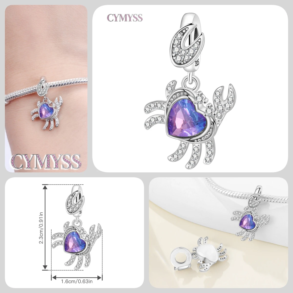 Blauer Charm, 925er Sterlingsilber, Ozeanperlen, Betta-Fisch-Anhänger, Geburtstagsfeier, Geschenk für Frauen, Armband, Halskette, DIY-Perlen, Schmuck – Detail 10