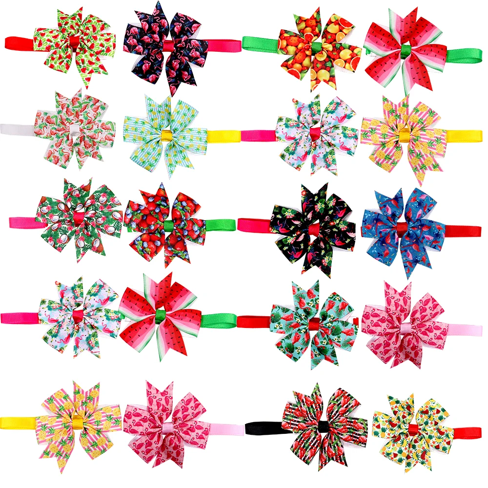 60pcs  Fashion Cute Dog Bow Tie Summer Fruit Style Dog Supplies Pet Dog Bowtie Collar Small Dogs Cat Puppy Bowties Neckties