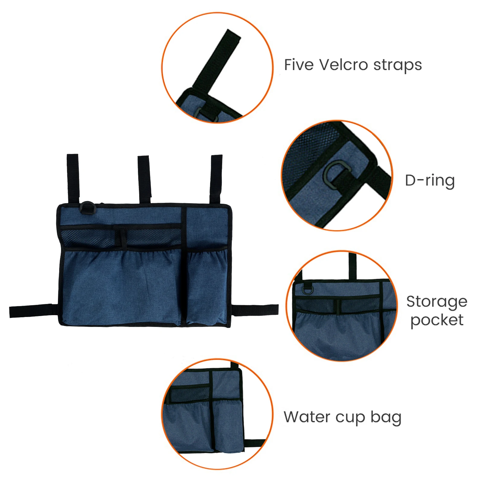 Walker Bag with Cup Holder Pouch Wheelchairs Storage Organizer Bag Folding Storage Pouch for Seniors Elderly Handicap