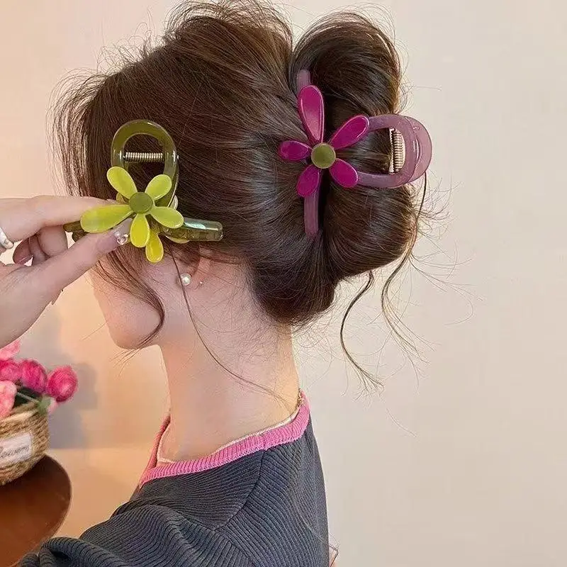 Blumen-Haarklammer, große, rutschfeste Kieferklammer für dickes Haar, für Frauen, für den täglichen Gebrauch – Detail 8