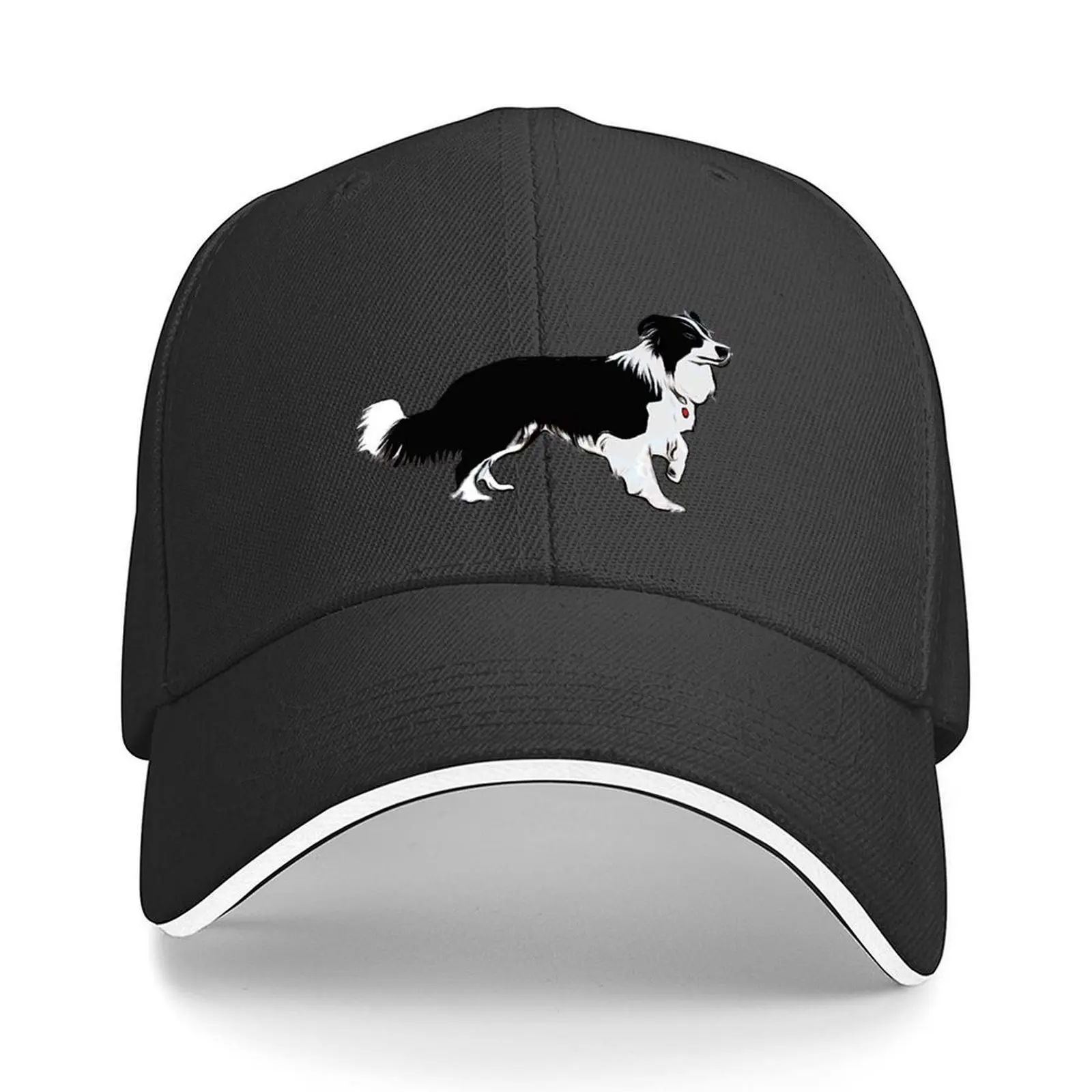 

Border Collie black and white silhouette Baseball Cap cute hard hat Anime Golf Men Women's