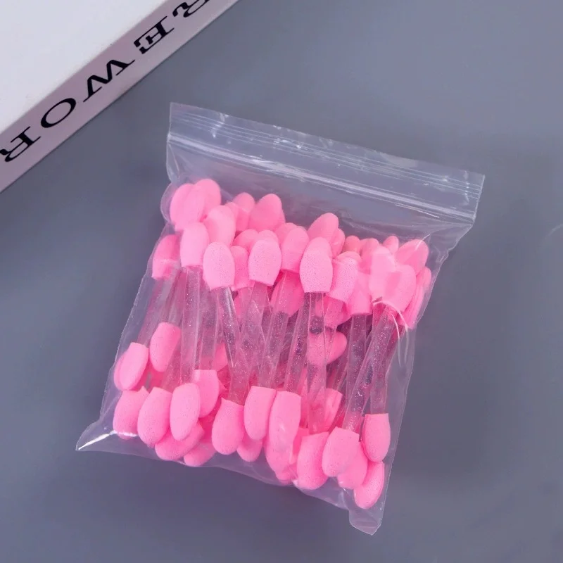 Applicateurs de pinceaux, 50/100/200 pièces, y compris les yeux en éponge d'usine, fard à paupières jetable, conteneur double face, vente en gros