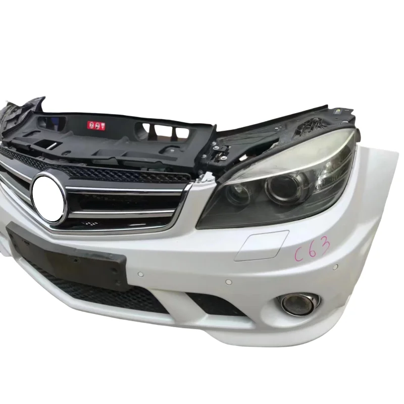 For Mercedes Benz C63 W204 front bumper assembly with radiator and headlights, mudguard