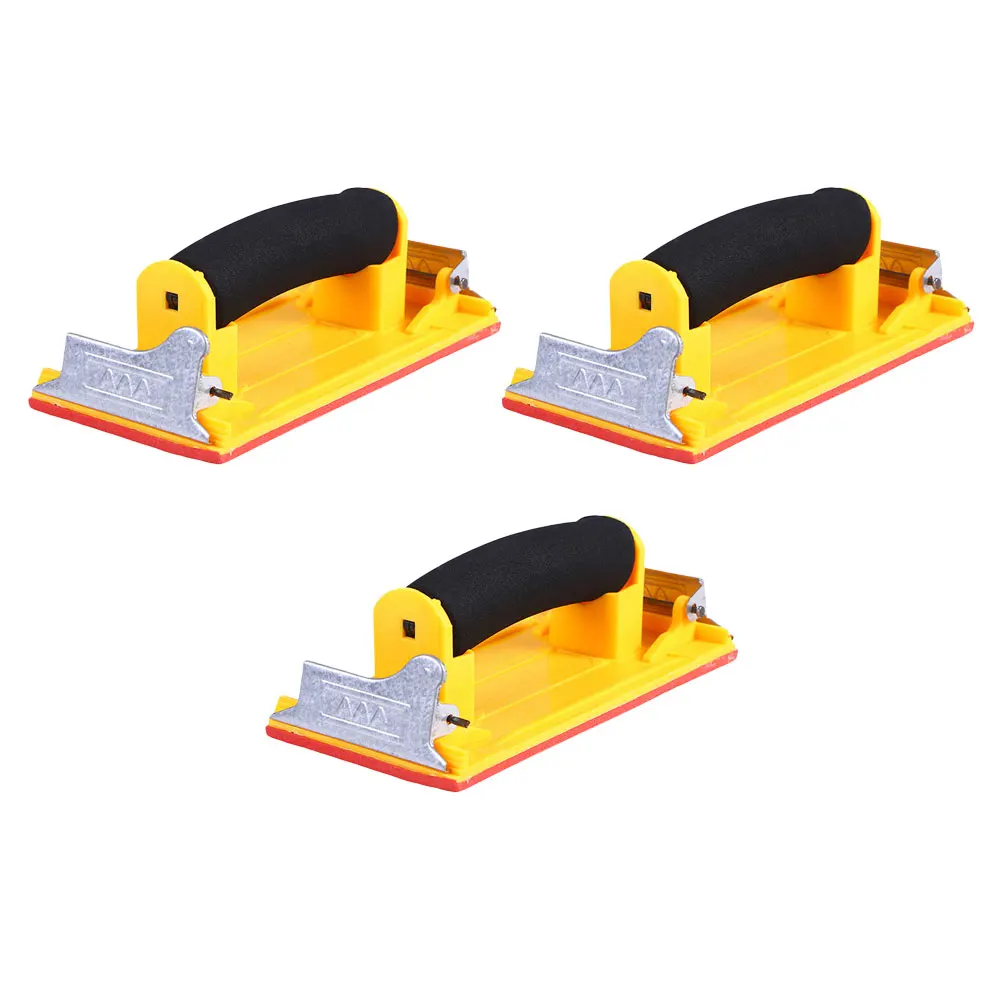 

3pcs Sandpaper Holder Sander With Handle Wall Tool Manual Sanding Block High-Density Sponge Base Durable Plastic Panel Comfort