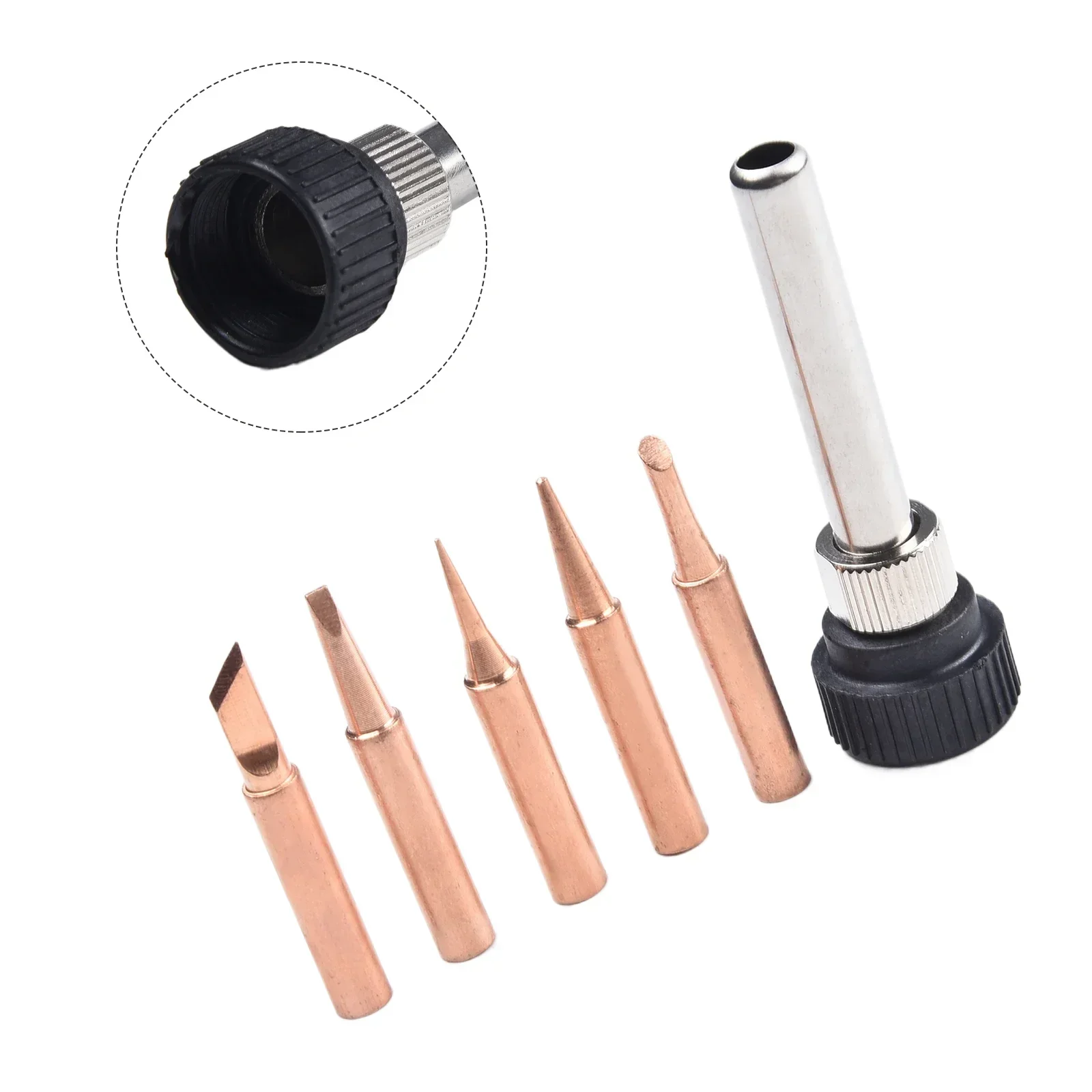 6pcs Copper 900M-T Soldering Iron Tip & Handle Set And Soldering Welding Nozzle Welding Tool StationSoldering Iron Tips Set