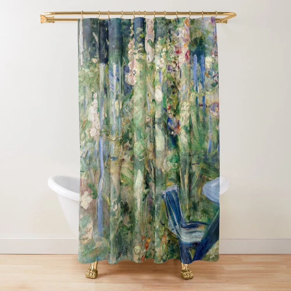 

Berthe Morisot - Roses Tremieres Shower Curtain Window For Bathroom Shower Bathroom For Shower Bath Curtain
