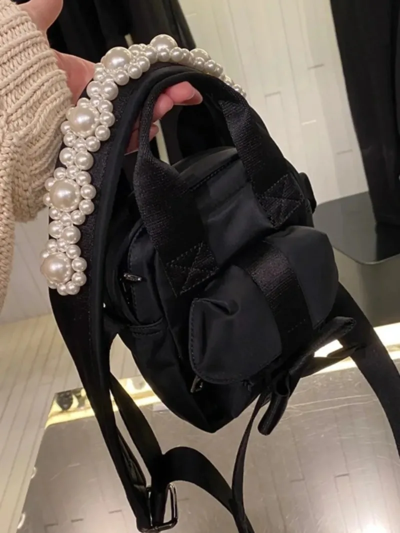 Sweet Temperament Cover Type Messenger Bag Casual All-match Cute Bow Handbags Korea Pearl Minority Literary Exquisite Shoulder