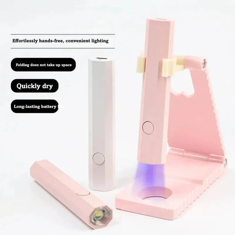 Lâmpada UV LED portátil para unhas, recarregável por USB, formato de caneta, secador de unhas, luz de cura rápida para esmalte em gel, manicure e nail art.