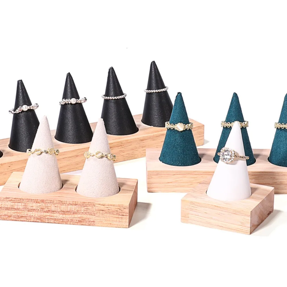 

Jewelry Display Cone Shape Rings Holder Multiple Size Storage Rack Flannelette Rings Display Stand Lightweight Vintage