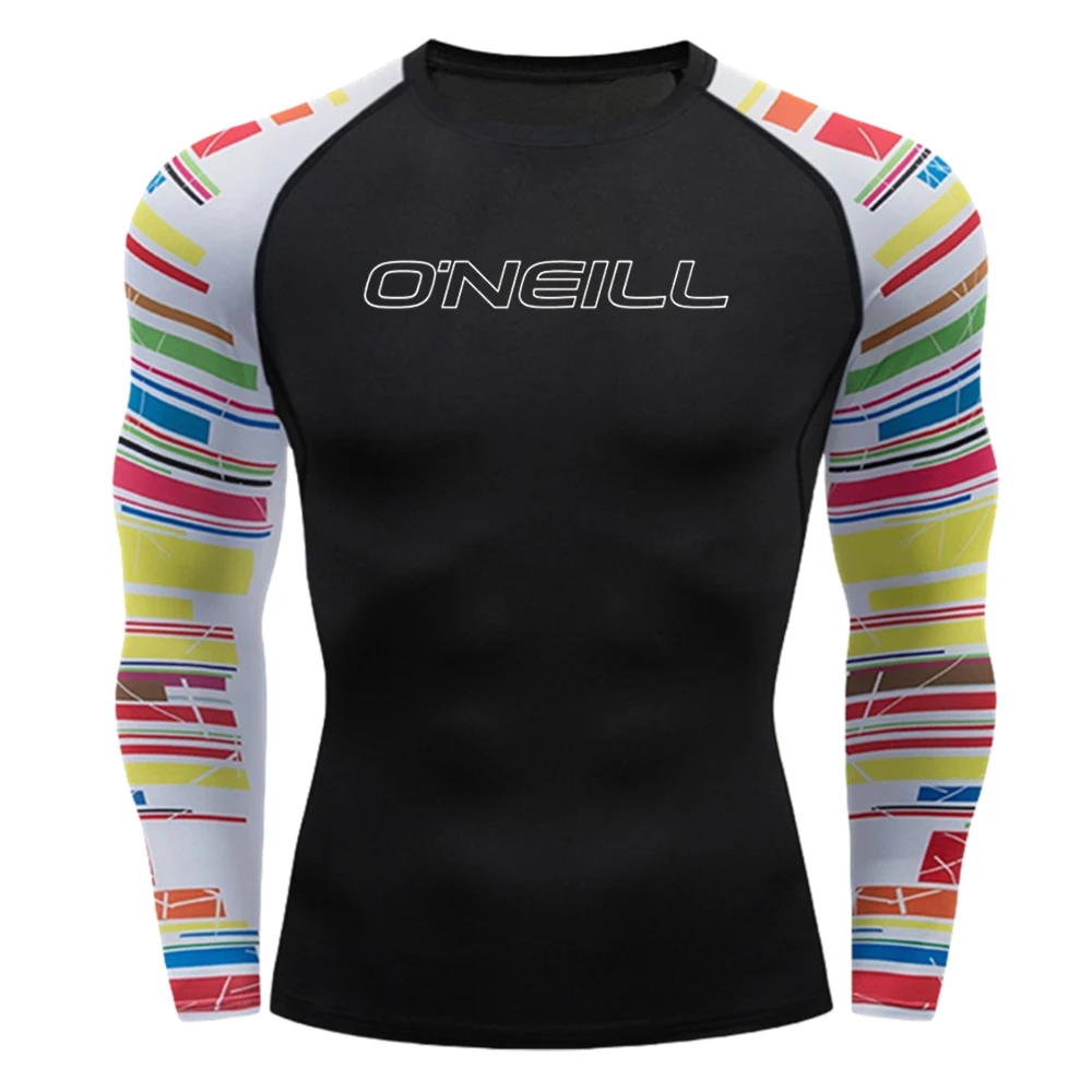 New Summer Men's Rashguard Swimwear Long Sleeve Swim Surf T-shirt Beach UV Protection Surfing Diving Swimsuit Tights Clothes