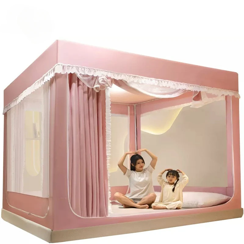Household Fully Enclosed Mongolian Yurt Children's Anti Fall Mosquito Net Full Bottom Bed Pattern