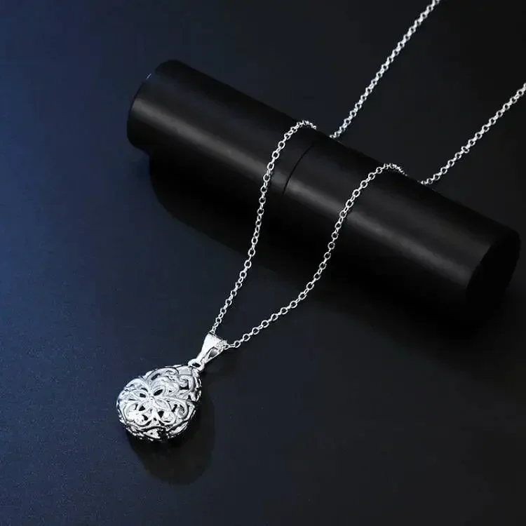Fine brands 925 Sterling Silver Hollow water drop pendant necklaces for women jewelry fashion party wedding accessories gifts
