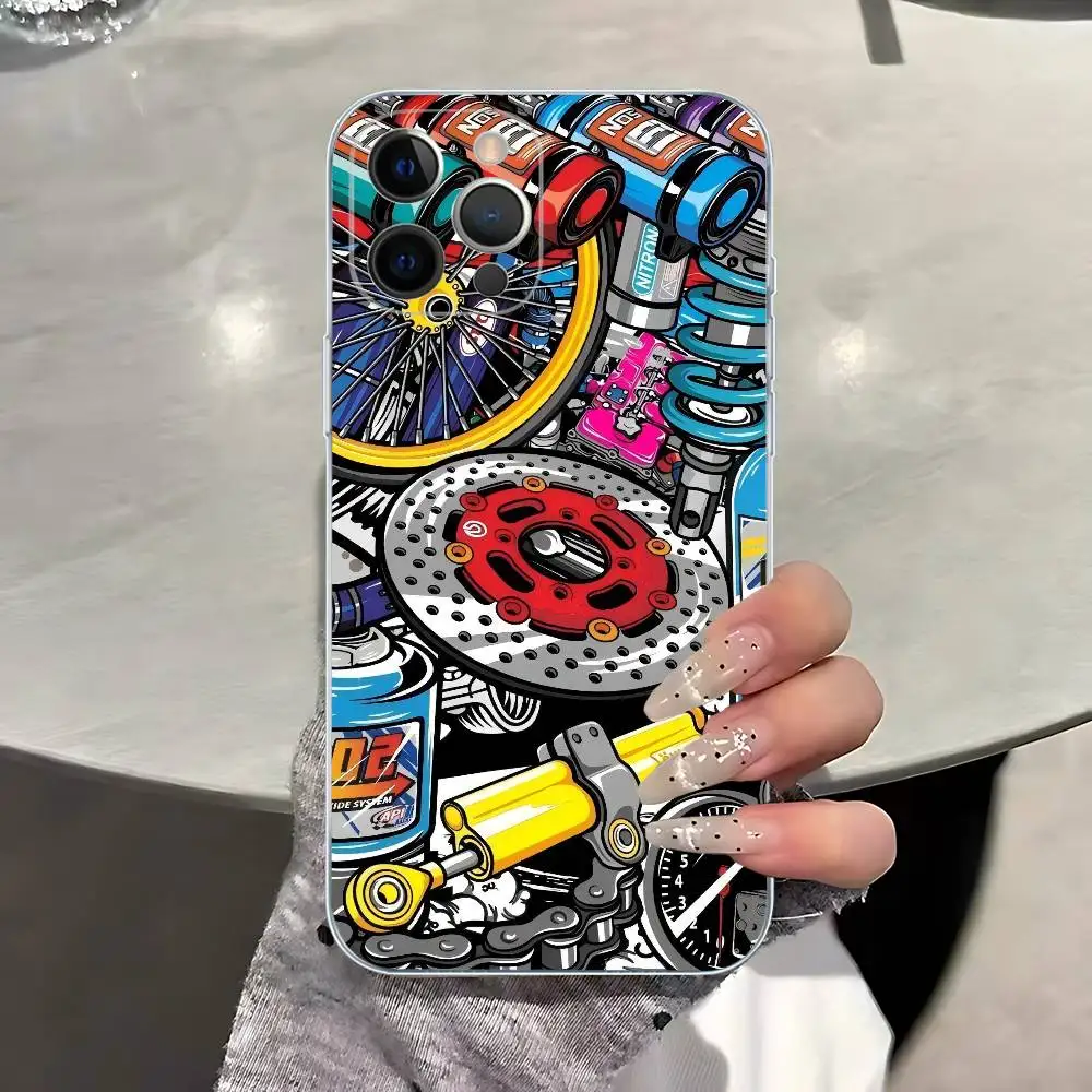 Mechanical Gear Pattern Phone Case for iPhone 17 16 15 8 7 6 6S Plus X SE XR XS 14 11 12 13 Mini Pro Max Mobile Case