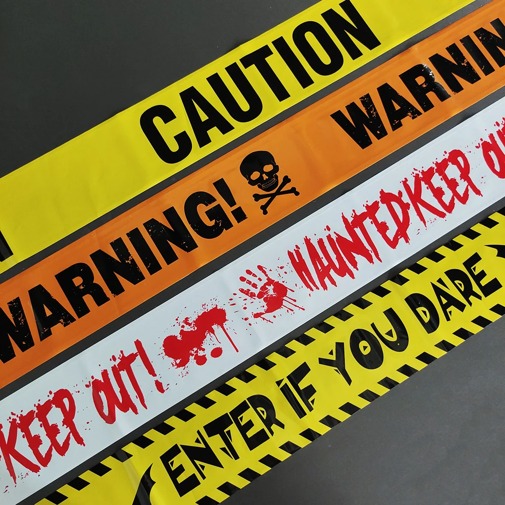 Halloween Decoration Warning Tape Signs Halloween Prop Window Party Danger Warning Line Halloween Decor Fright Tape Bundle Decor