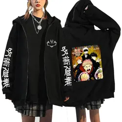 Jujutsu kaisen Zip Hoodies Sweatshirts Oversized Coat Tops Womens Mens Fashion Zipper Cardigan Streetwear Sudaderas Jackets