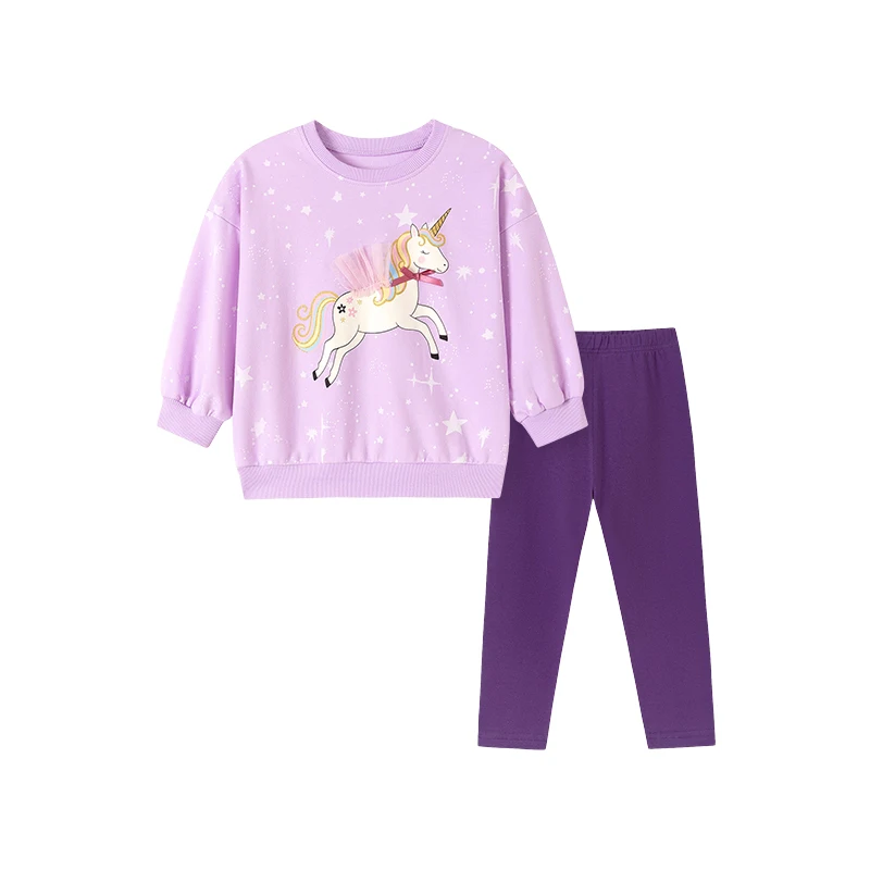 Little maven Baby Mädchen Herbst Neue Kinderkleidung Baumwolle Cartoon Einhorn Pullover Tops+Leggings Sets Kleidung für Kinder – Detail 2