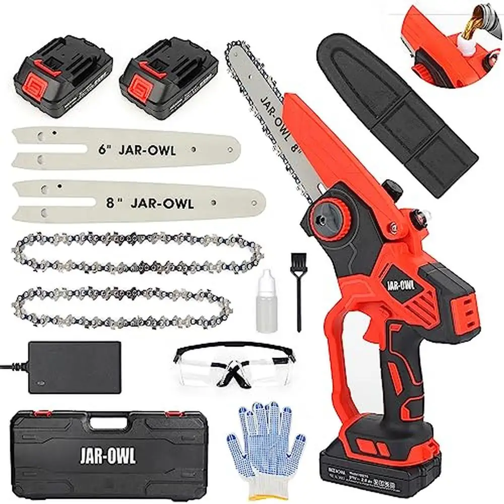 

Cordless Mini Chainsaw 21V Upgrade German Steel 2-in-1 Suit Electric Auto Lubrication System Powerful Motor Lightweight Kit