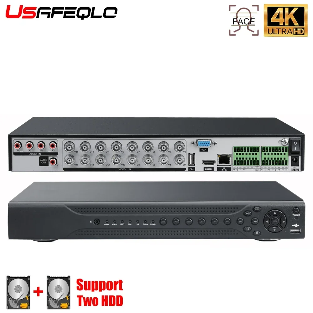 

16CH CCTV/DVR Recorder: 4K, Hybrid NVR/DVR, 6-in-1, XMEYE Analog Surveillance, Video Recorder, Security System