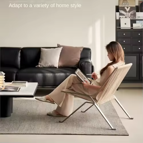 MOMO Bauhaus Single Lounge Chair Living Room Minimalist Rope Sofa Hotel Lounge Reception Chair Outdoor Woven Chair - Image 2
