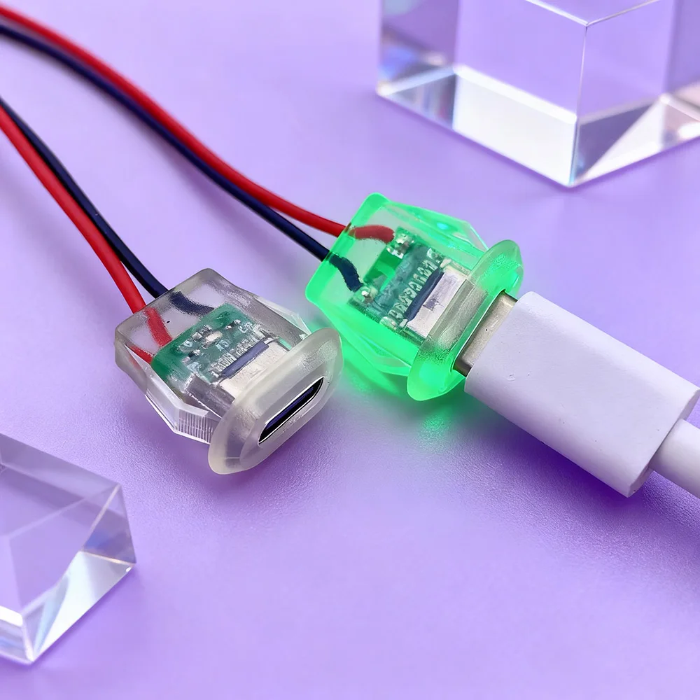 Typ-C 2P Klebstoff-Injektions-Direktdruck-Mutterstecker transparent mit Lampe ovaler Ladeanschluss Auto-Elektrofahrzeug-Stecker