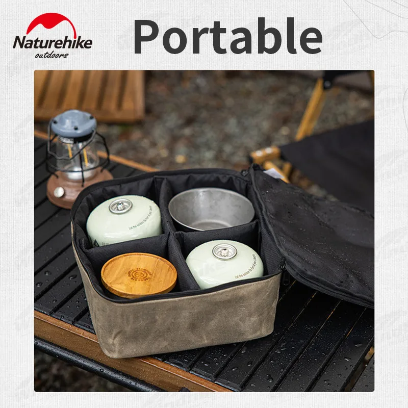 

Naturehike Square Canvas Storage Box Camping Sundries Tool Tableware Bag Outdoor Equipment Accessories Storage Bag Portable