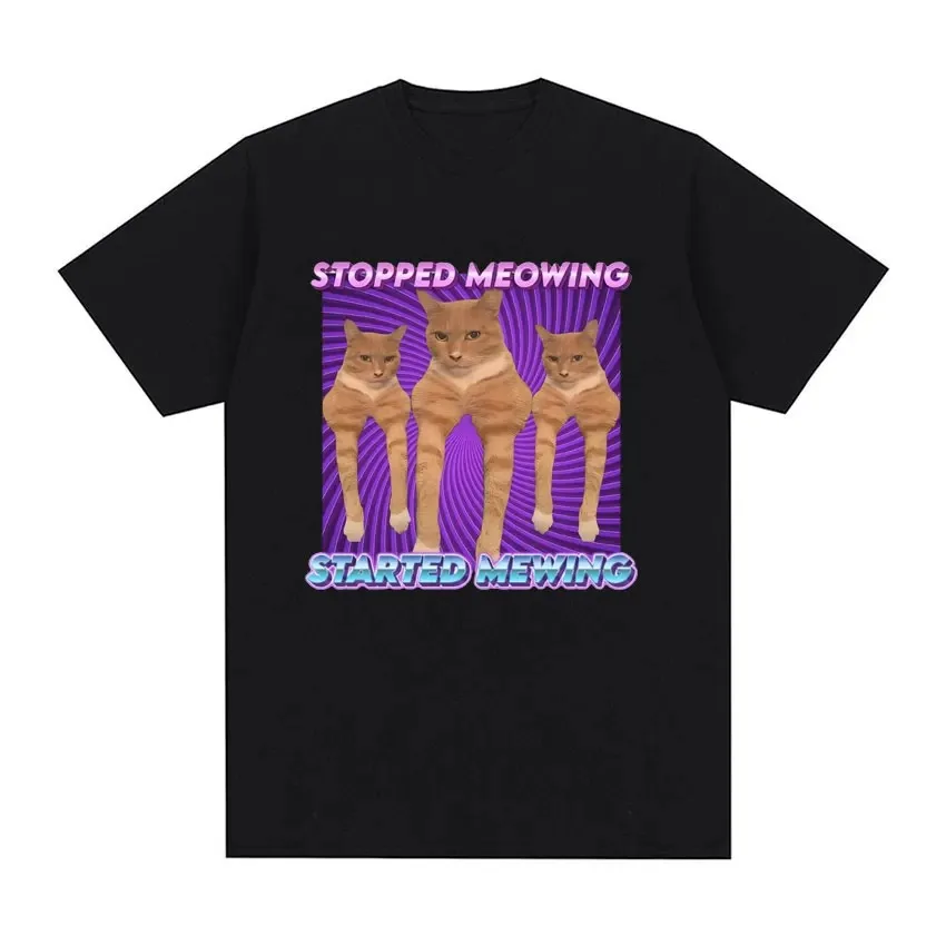 I Eat Cement Cursed Cat Funny Meme T Shirt dla mężczyzn Kobiety Moda Casual Koszulki z krótkim rękawem Męskie Ponadwymiarowe Bawełniane T-shirty Topy