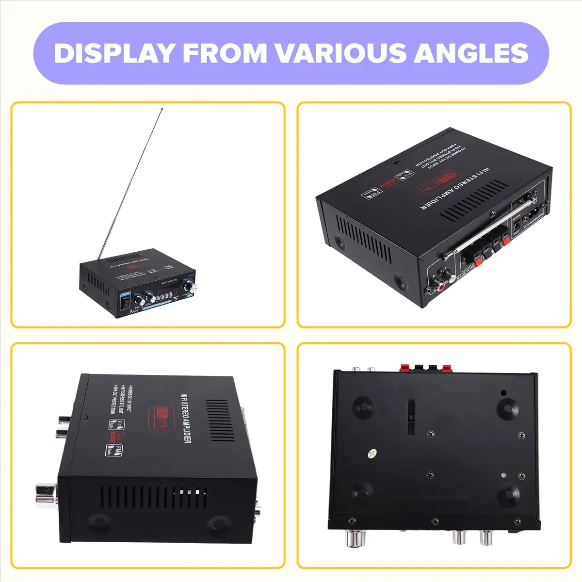 

(BAAY) Цифровой усилитель AK35 800 Вт, Bluetooth-усилитель мощности звука, Hi-Fi FM-усилитель для сабвуфера, колонок, автомобилей, лодок, караванов, вилка стандарта США