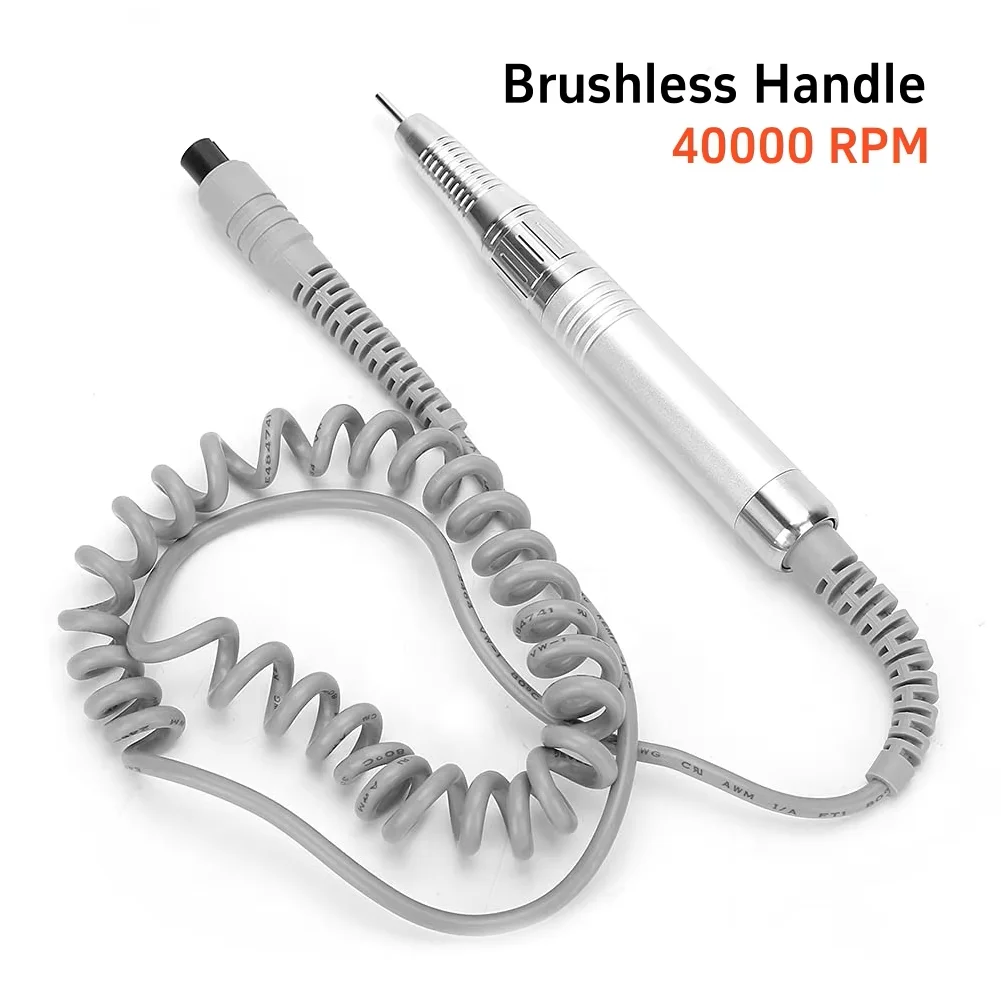 เครื่องตะไบเล็บไฟฟ้าแบบพกพา 40000 รอบต่อนาที แบบไร้แปรงถ่าน สำหรับทำเล็บมือและเล็บเท้า พร้อมด้ามจับสำหรับตกแต่งเล็บ