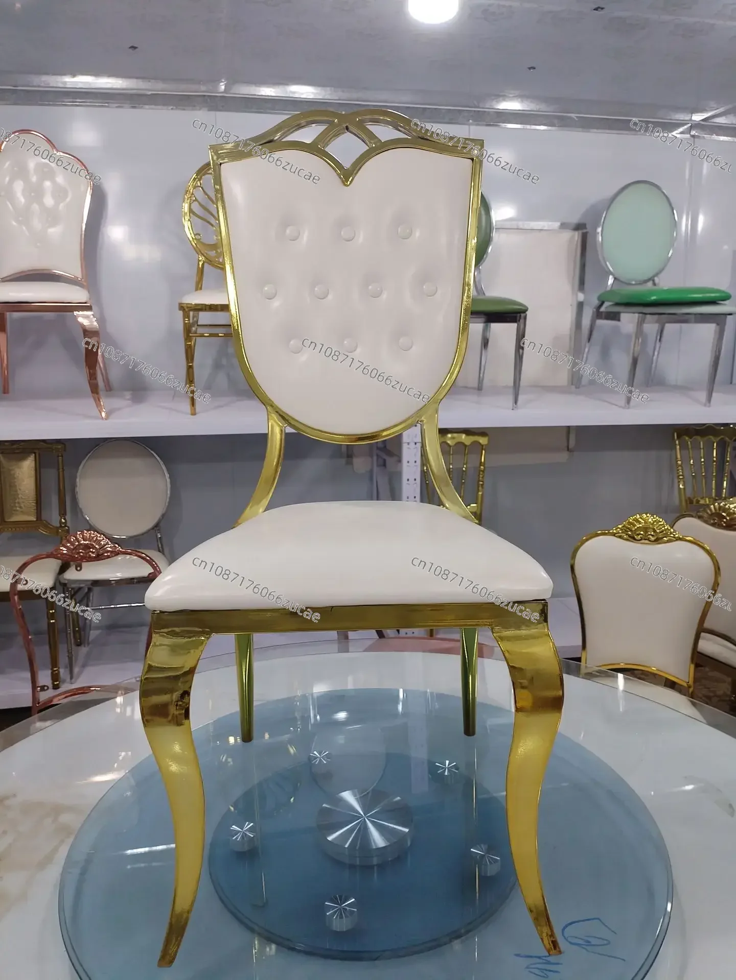 

Stainless Steel Gorgeous Hotel Gold White Backrest Banquet Chair Suitable for Living Room Weddings